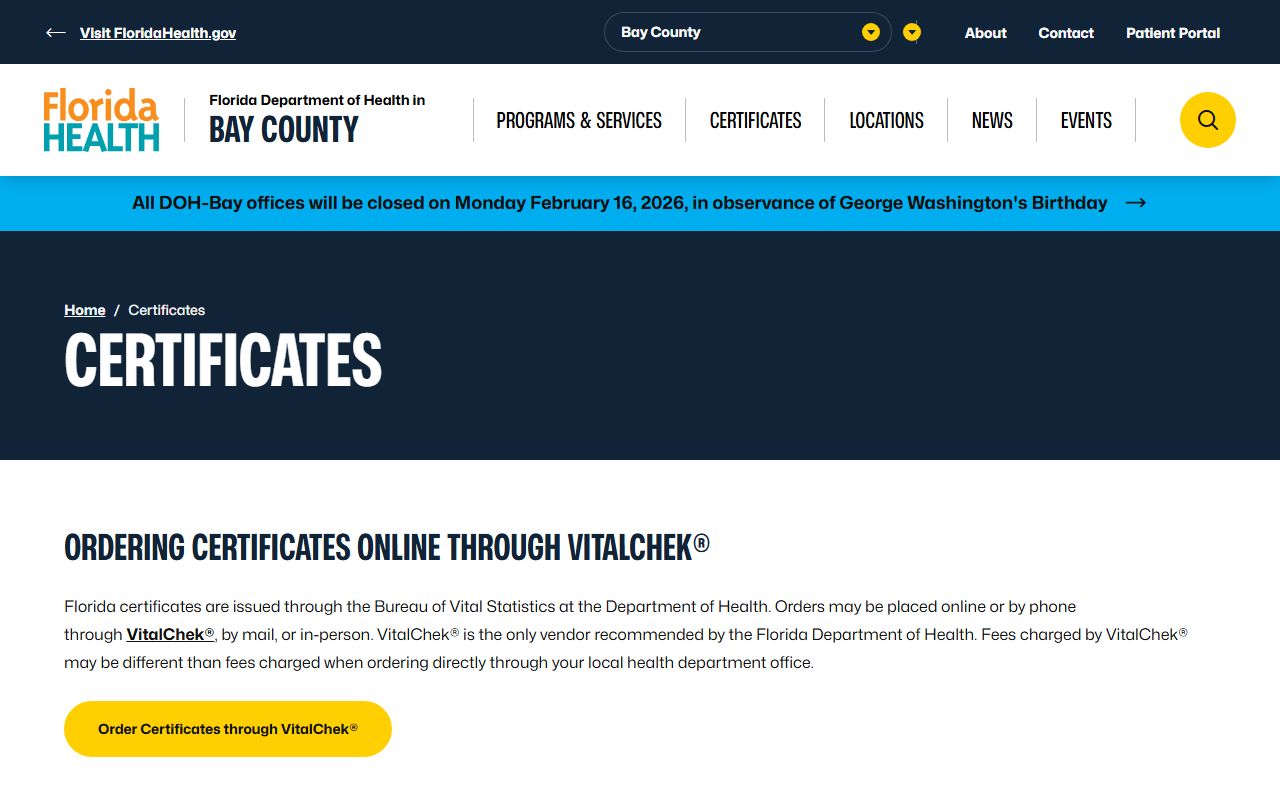 Bay County obituary death records certificate services