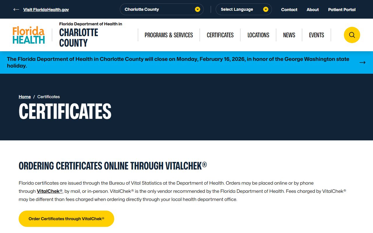Charlotte County obituary death records certificates page