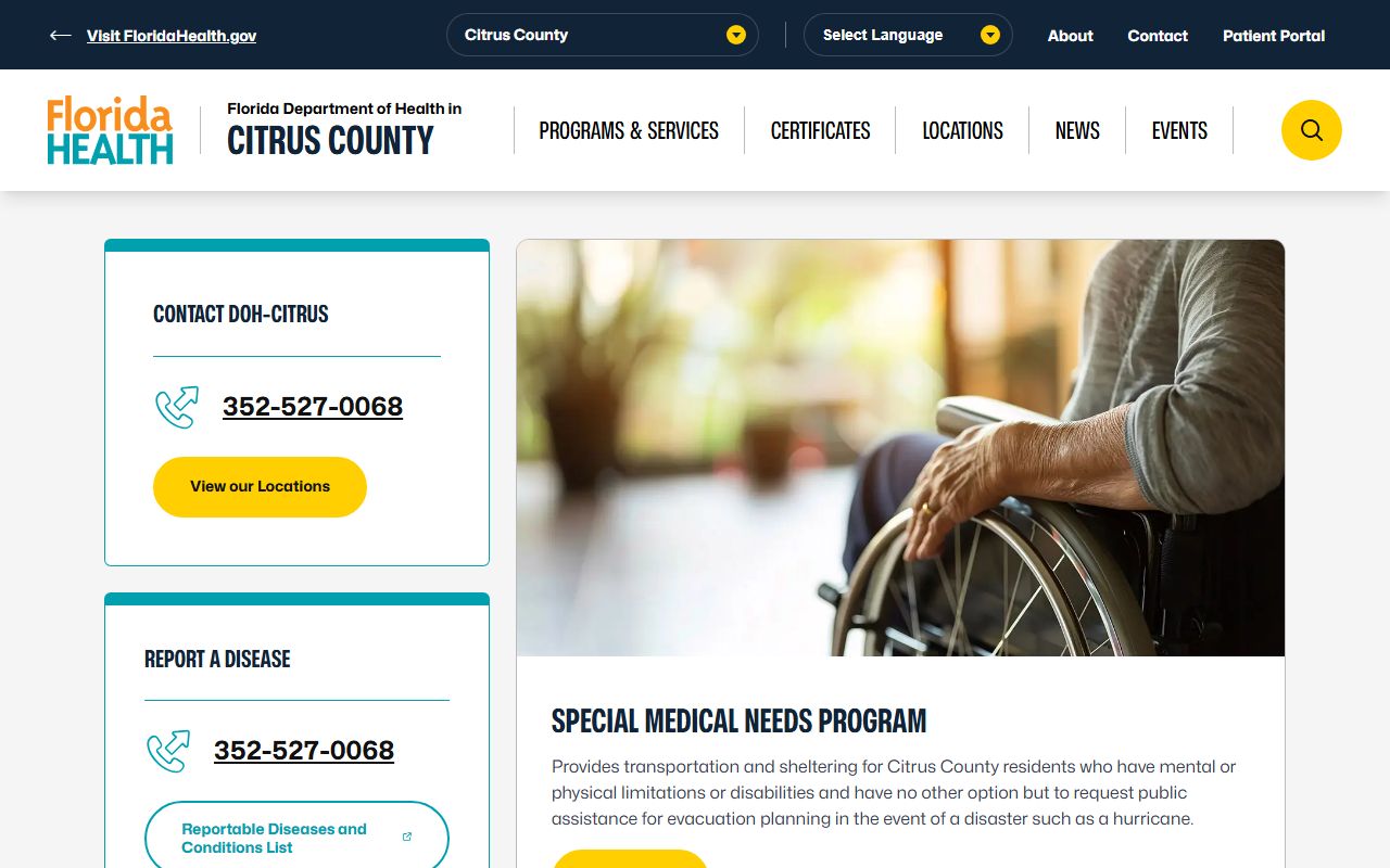 Citrus County obituary death records DOH certificates page