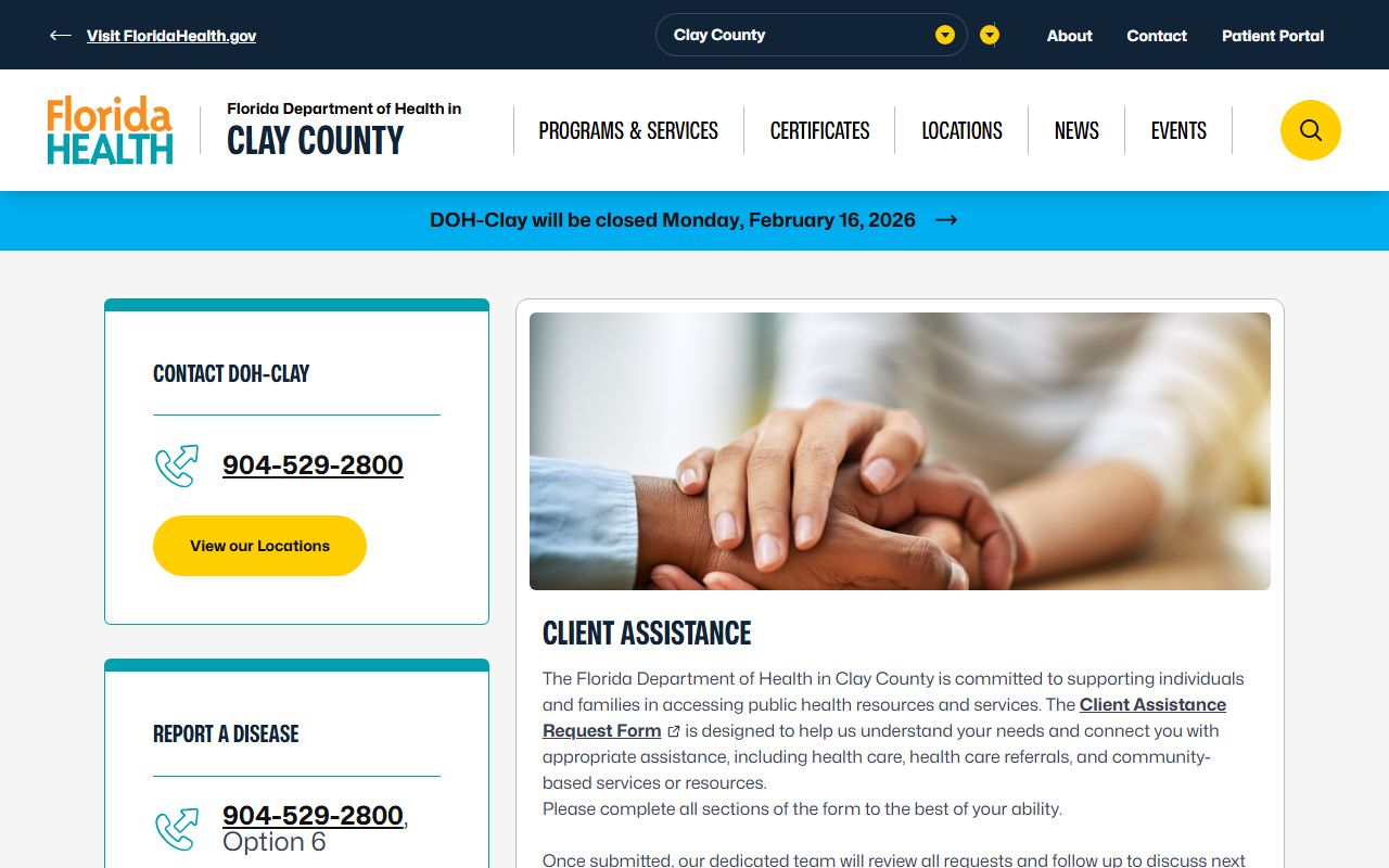 Clay County obituary death records DOH main page