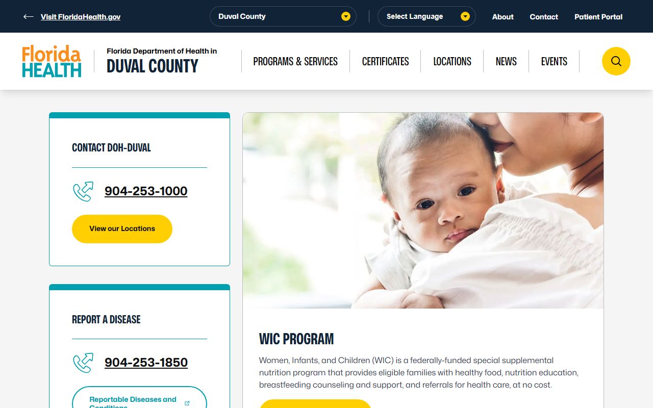 Duval County obituary death records DOH main page