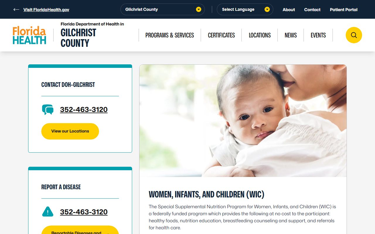 Gilchrist County obituary death records DOH main page