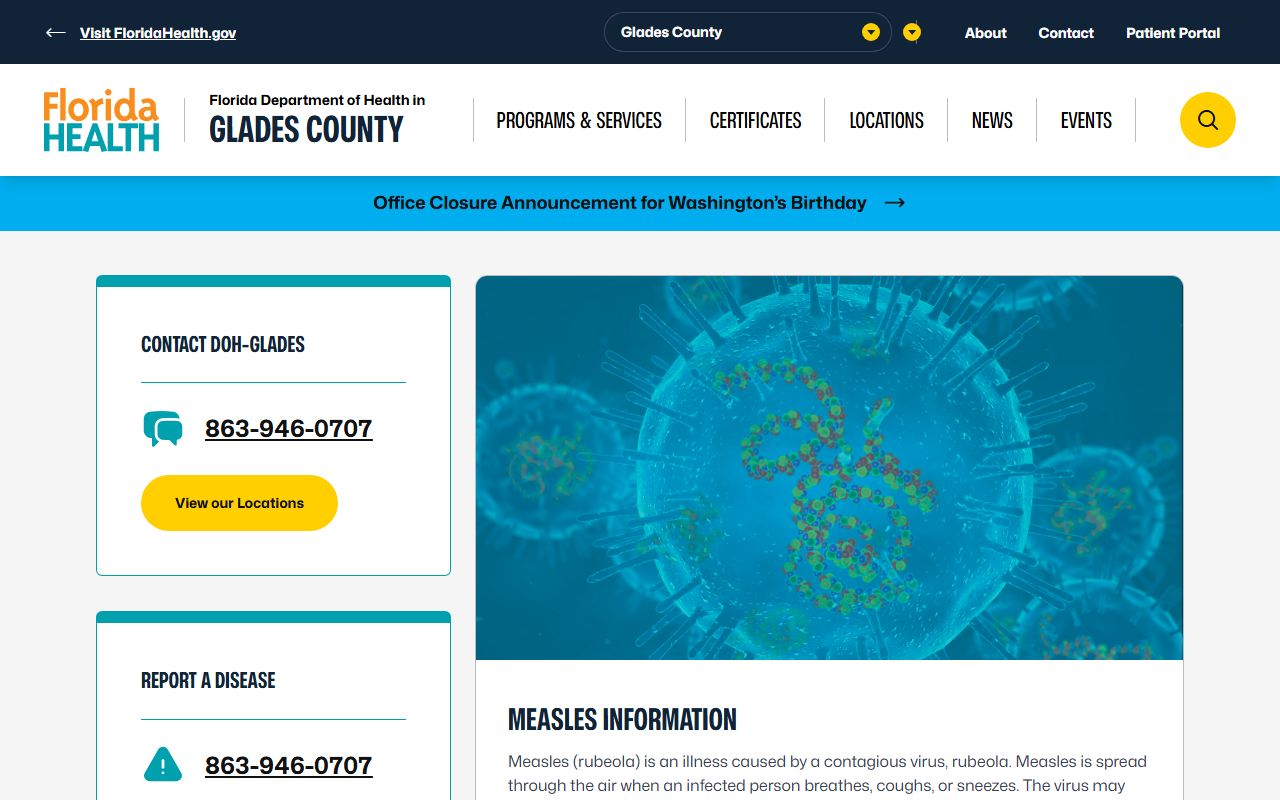 Glades County obituary death records DOH main page