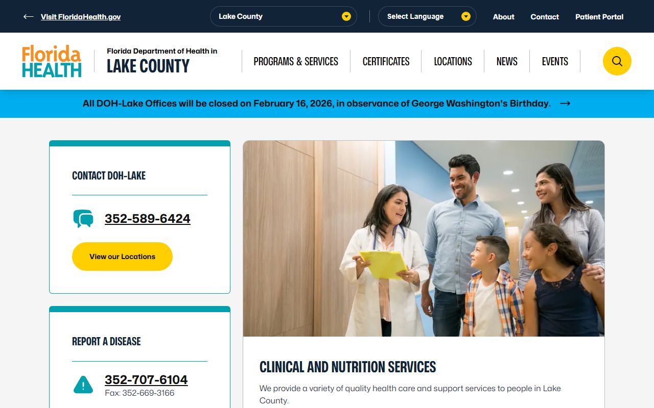 Lake County obituary death records DOH portal