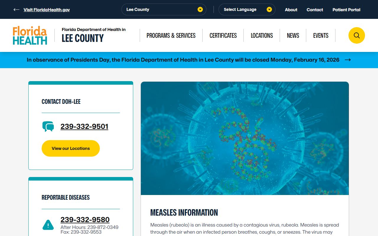 Lee County obituary death records DOH portal