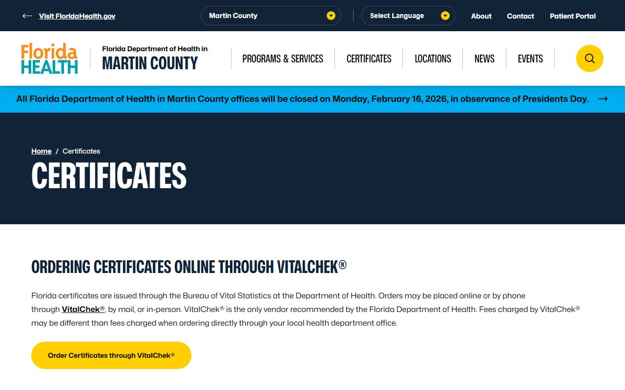 Martin County obituary death records certificates page
