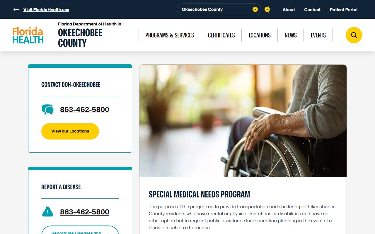 Okeechobee County obituary death records DOH portal