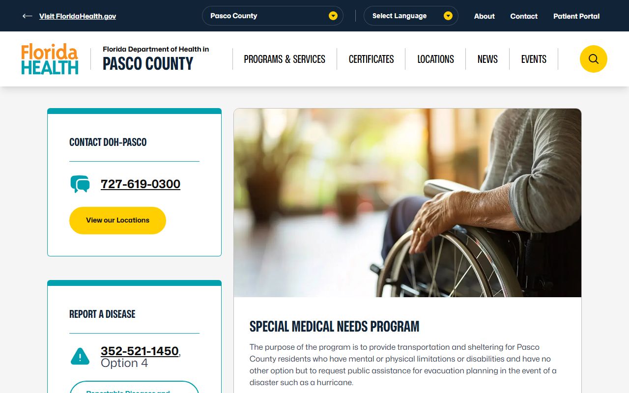 Pasco County obituary death records DOH portal