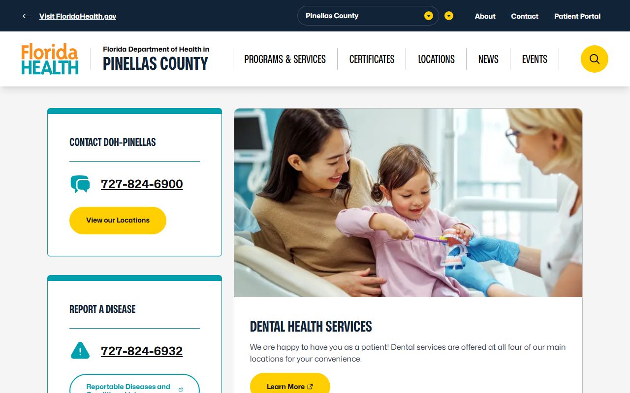 Pinellas County obituary death records DOH main page