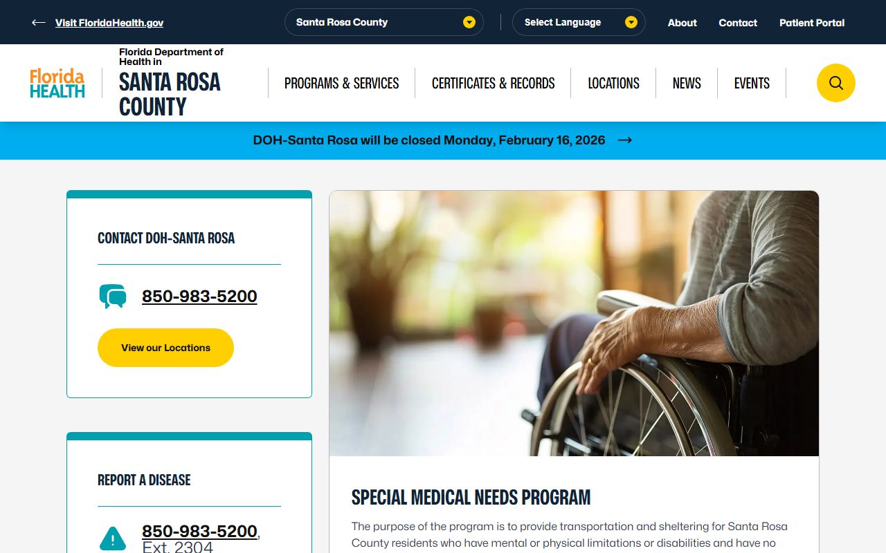 Santa Rosa County obituary death records DOH portal